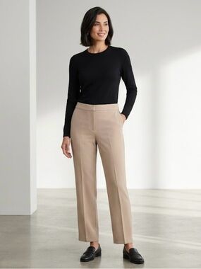 St. John Beige Straight-Leg Dress Pants 947